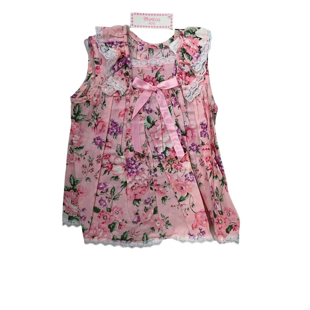 Lassie Togs Pink Floral With Bows Infant Girls Size 18 Months Sleeveless Dress V